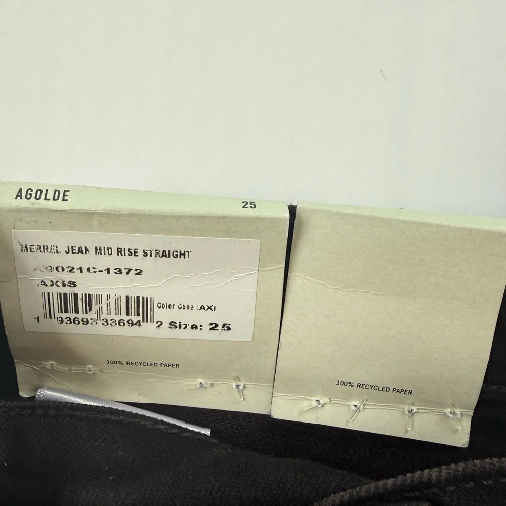 AGOLDE Merrel Mid Rise Straight Jeans Black Axis Wash Size 25 NWT - Picture 3 of 5